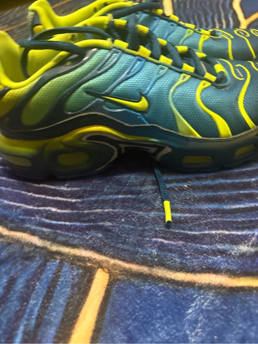 Nike Kids Teal and Neon Yellow Athletic Sneakers